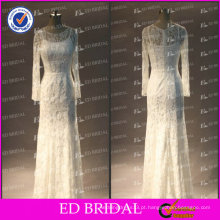 ED Bridal de alta qualidade de manga comprida Sash Real Sample Lace Wedding Dress 2017